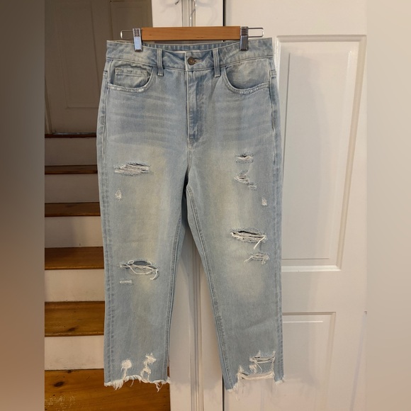 Flying Monkey Denim - Flying Monkey Light Blue ‘In A Daze’ Jeans size 29 Boyfriend distressed NWT